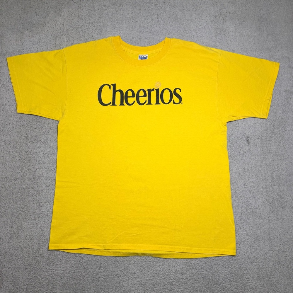 Vintage Gildan Activewear Ultra Cotton T Shirt Men’s XL Yellow Cherrios Graphic